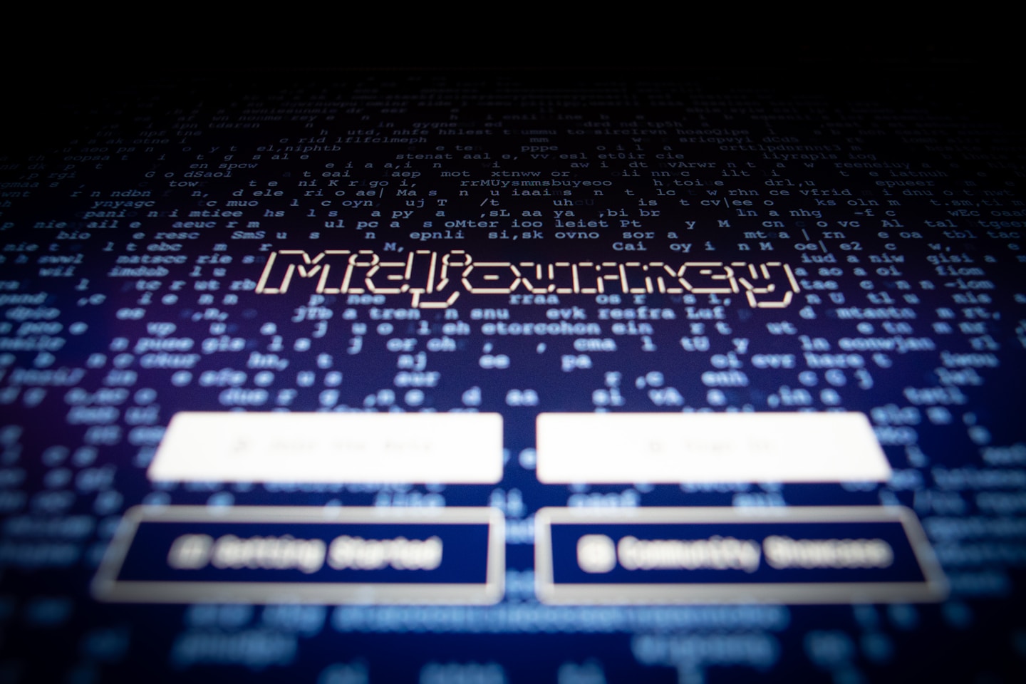 a close up of a computer screen with the words mid - journey on it