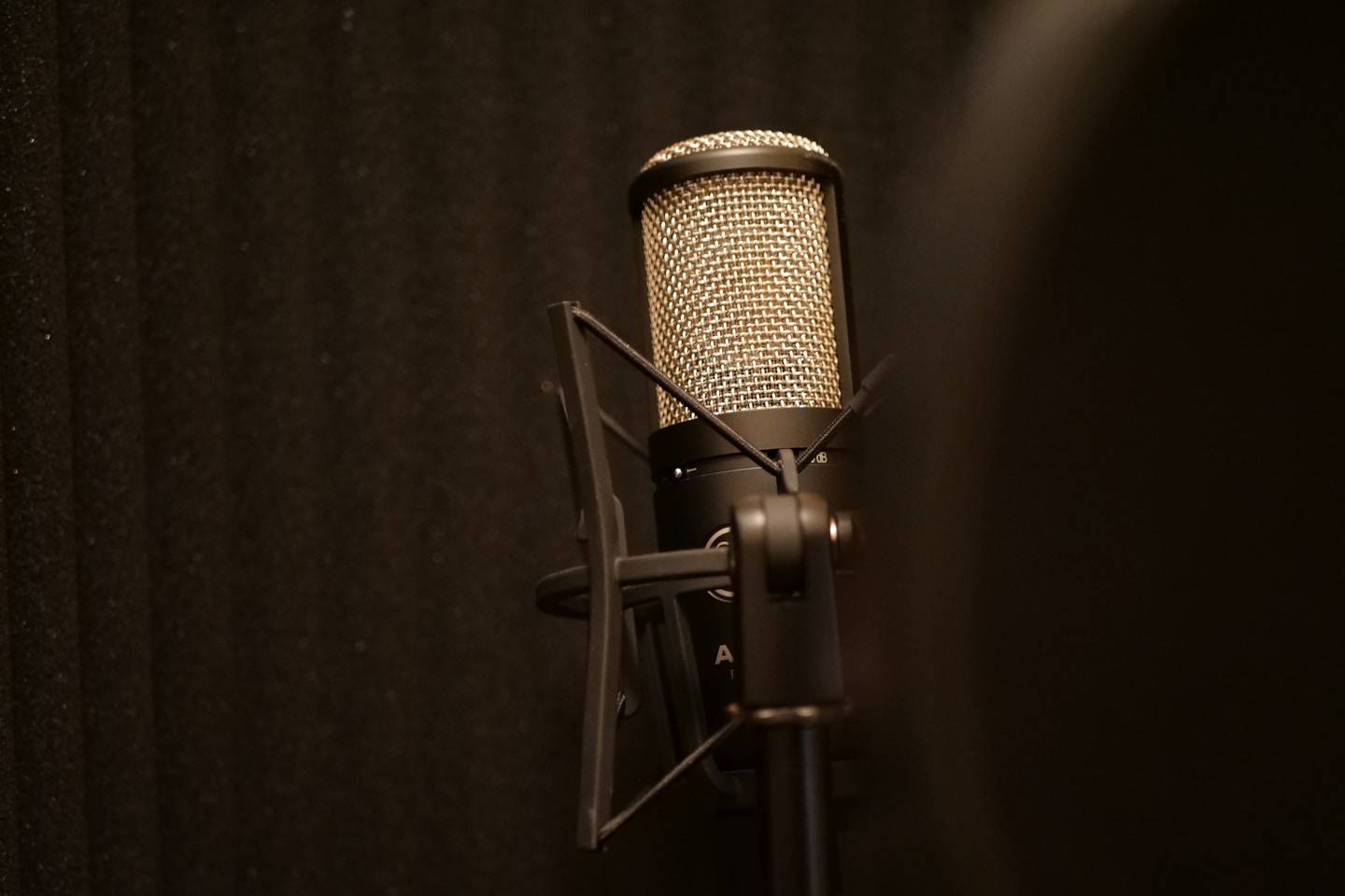 black and silver microphone on black textile